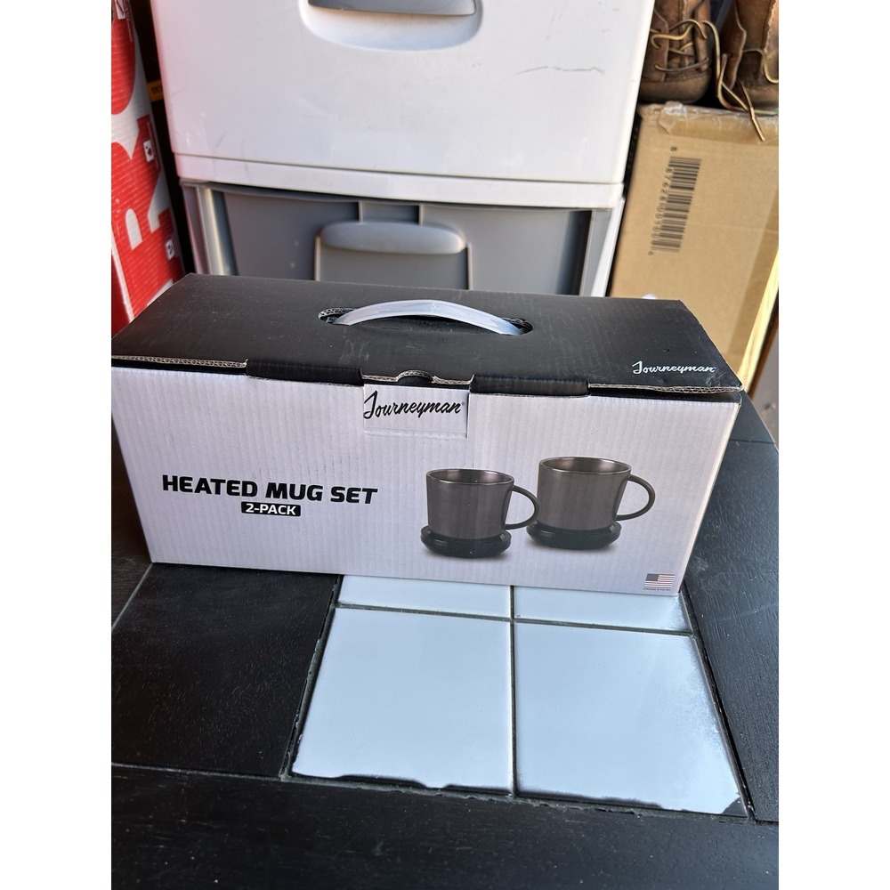 Journeyman Heated Mug Set 2 Pack Coffee Tea USB Warmers Cups Open Box